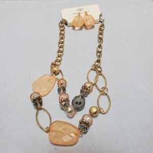 SOPHIA & KATE peach gold Necklace and earring set